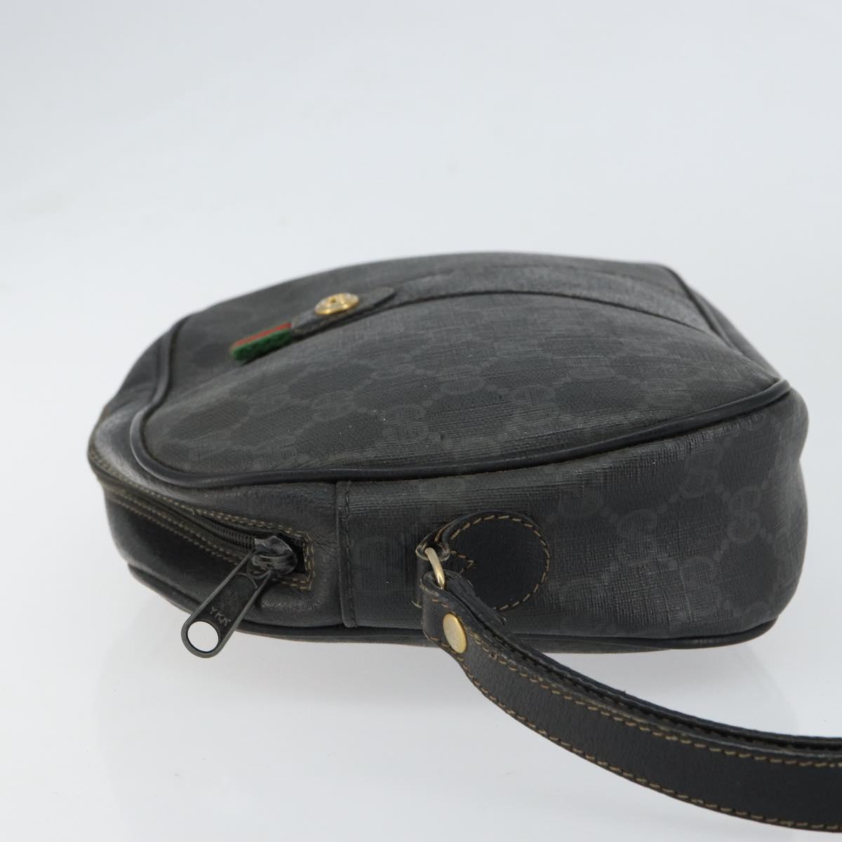 GUCCI GG Supreme Web Sherry Line Clutch Bag Black Gold 156 01 034 Auth am9691