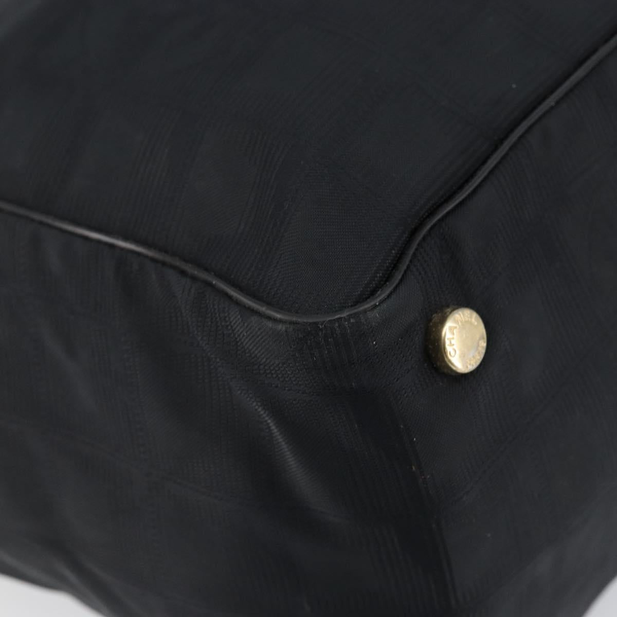 CHANEL New Travel Line Tote Bag Nylon Black gold CC Auth am9694