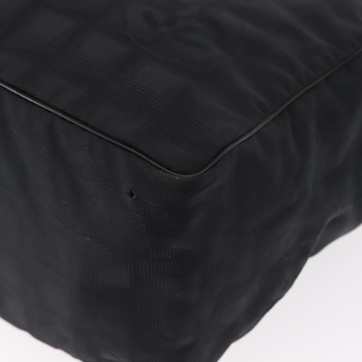 CHANEL New Travel Line Tote Bag Nylon Black gold CC Auth am9695