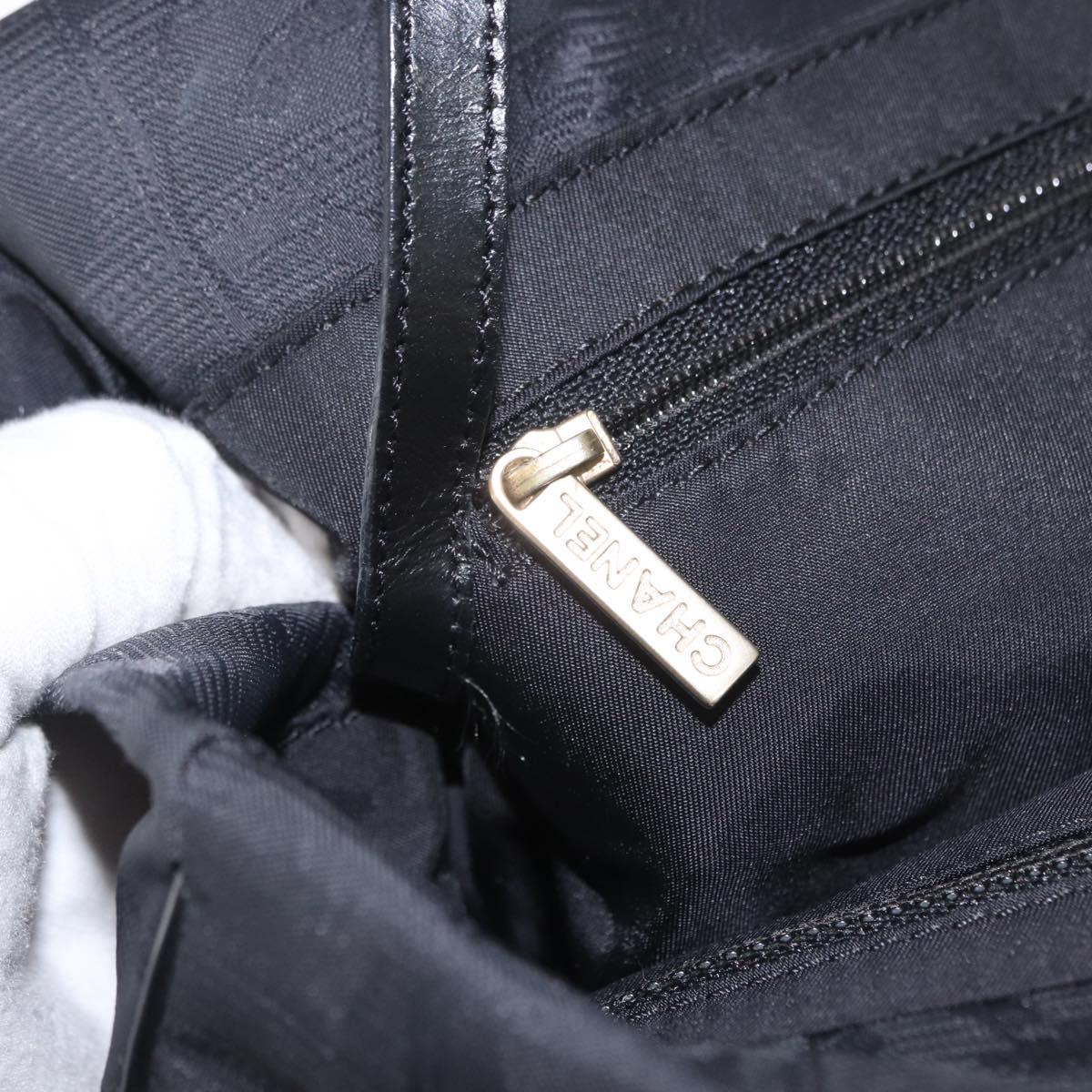 CHANEL New Travel Line Tote Bag Nylon Black gold CC Auth am9695