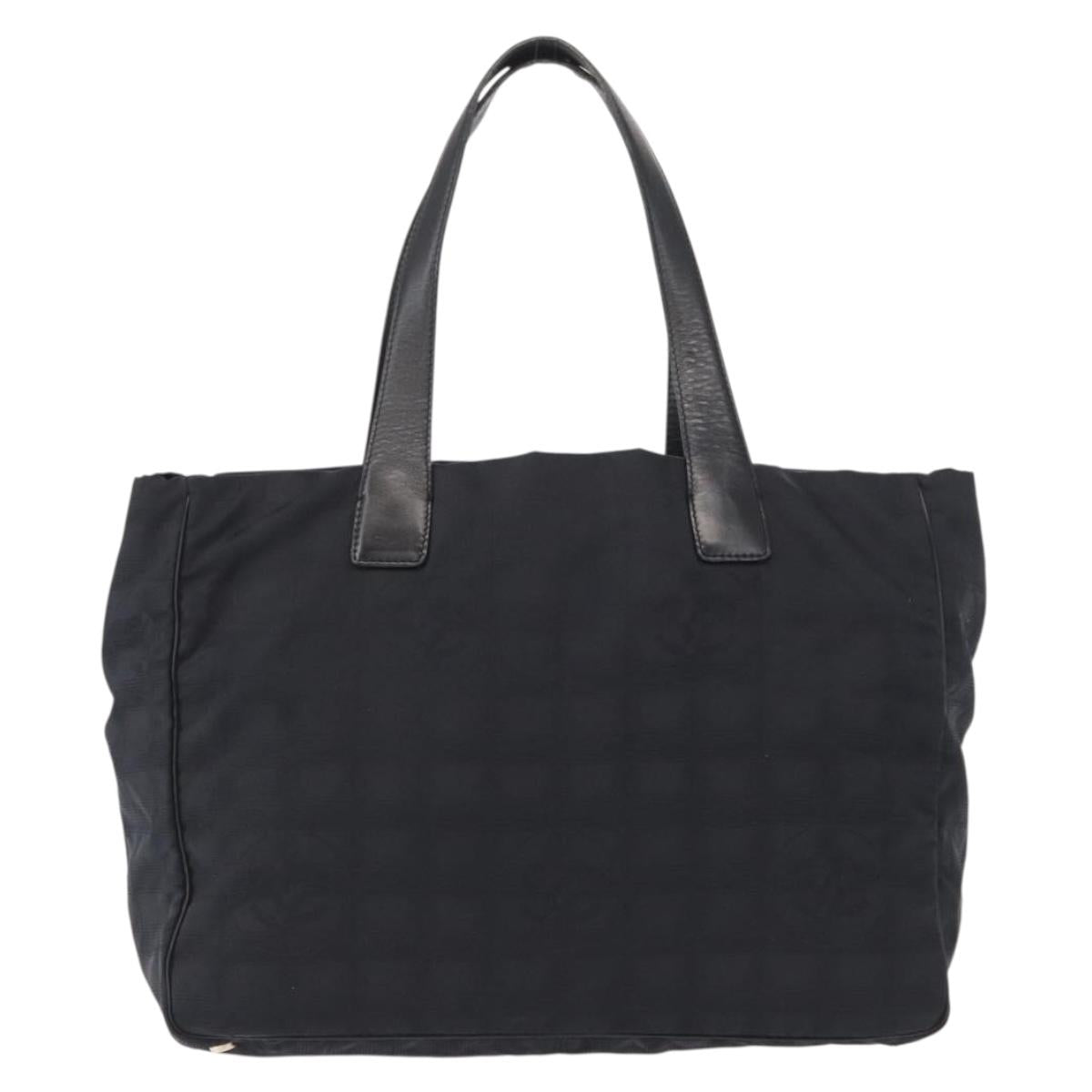 CHANEL New Travel Line Tote Bag Nylon Black gold CC Auth am9695