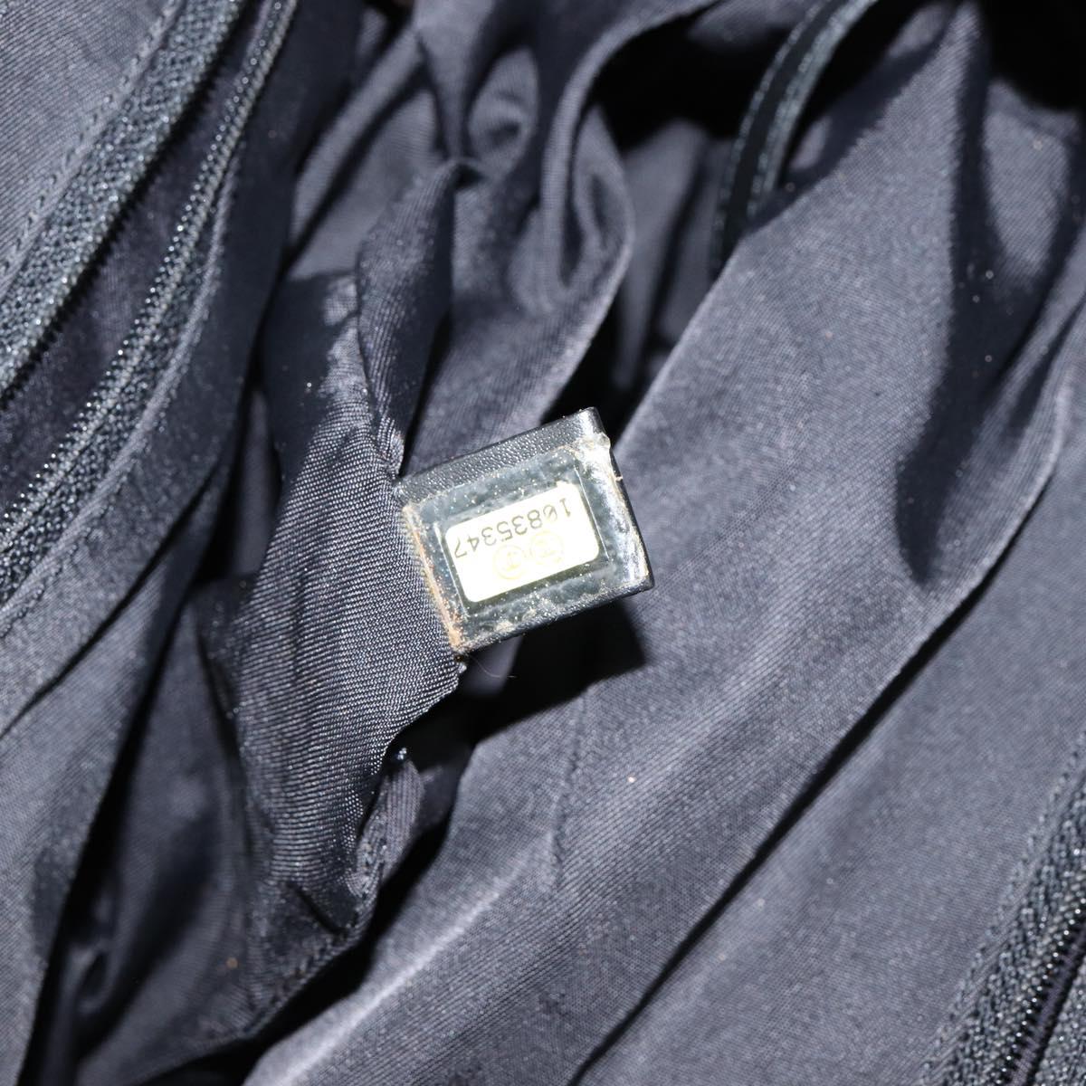 CHANEL New Travel Line Tote Bag Nylon Black gold CC Auth am9696