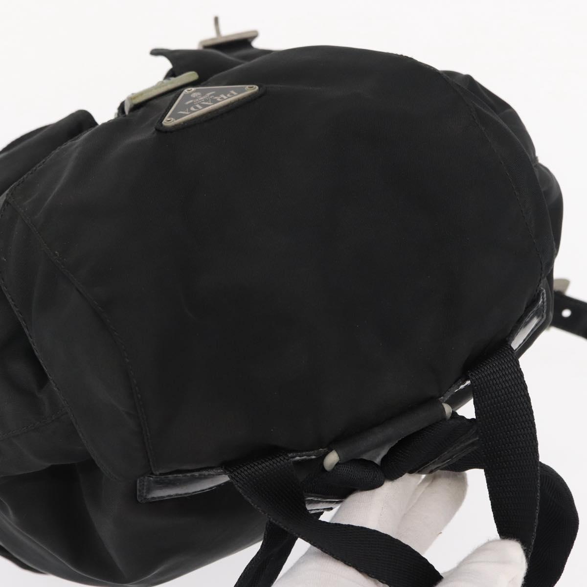 PRADA Backpack Nylon Black Silver Auth am9697