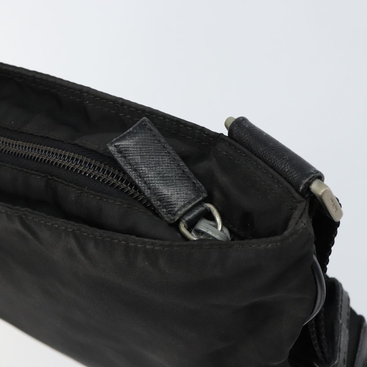 PRADA Shoulder Bag Nylon Black Silver Auth am9698