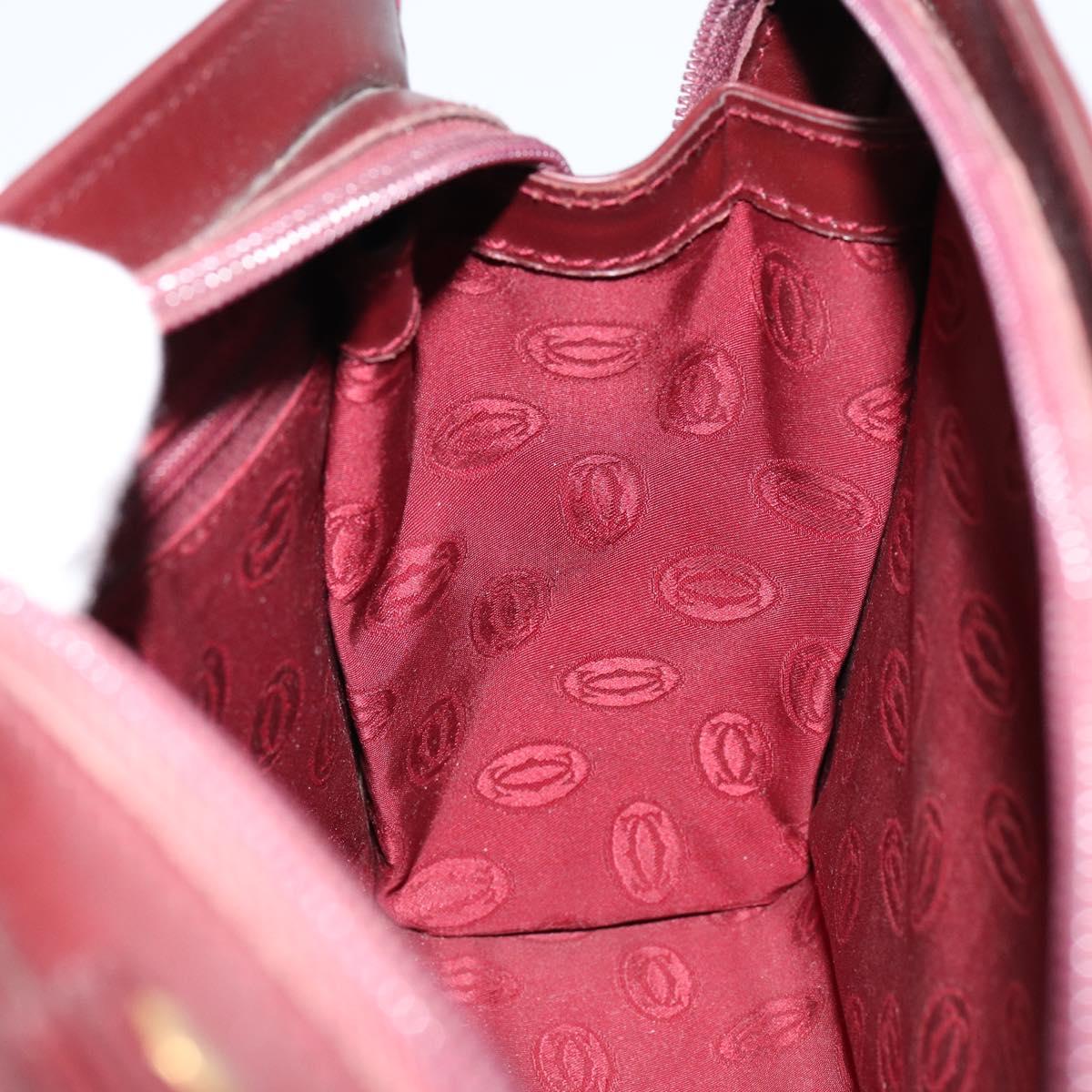 CARTIER Must Line Clutch Bag Leather Bordeaux Gold Auth am9700