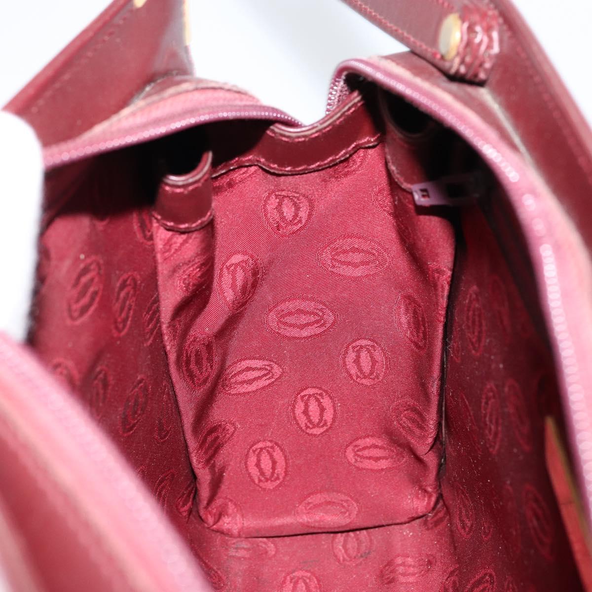 CARTIER Must Line Clutch Bag Leather Bordeaux Gold Auth am9700