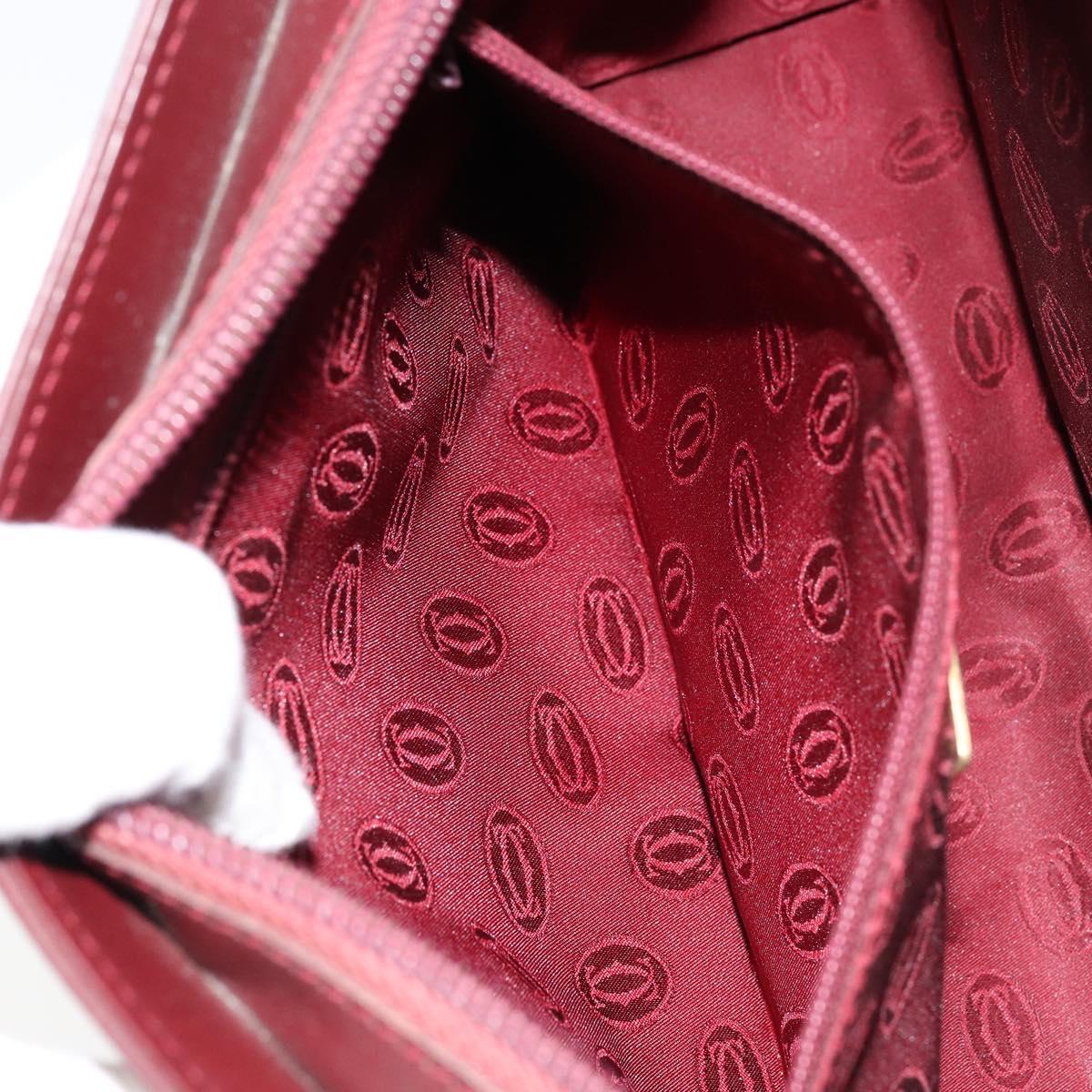 CARTIER Must Line Clutch Bag Leather Bordeaux Gold Auth am9700