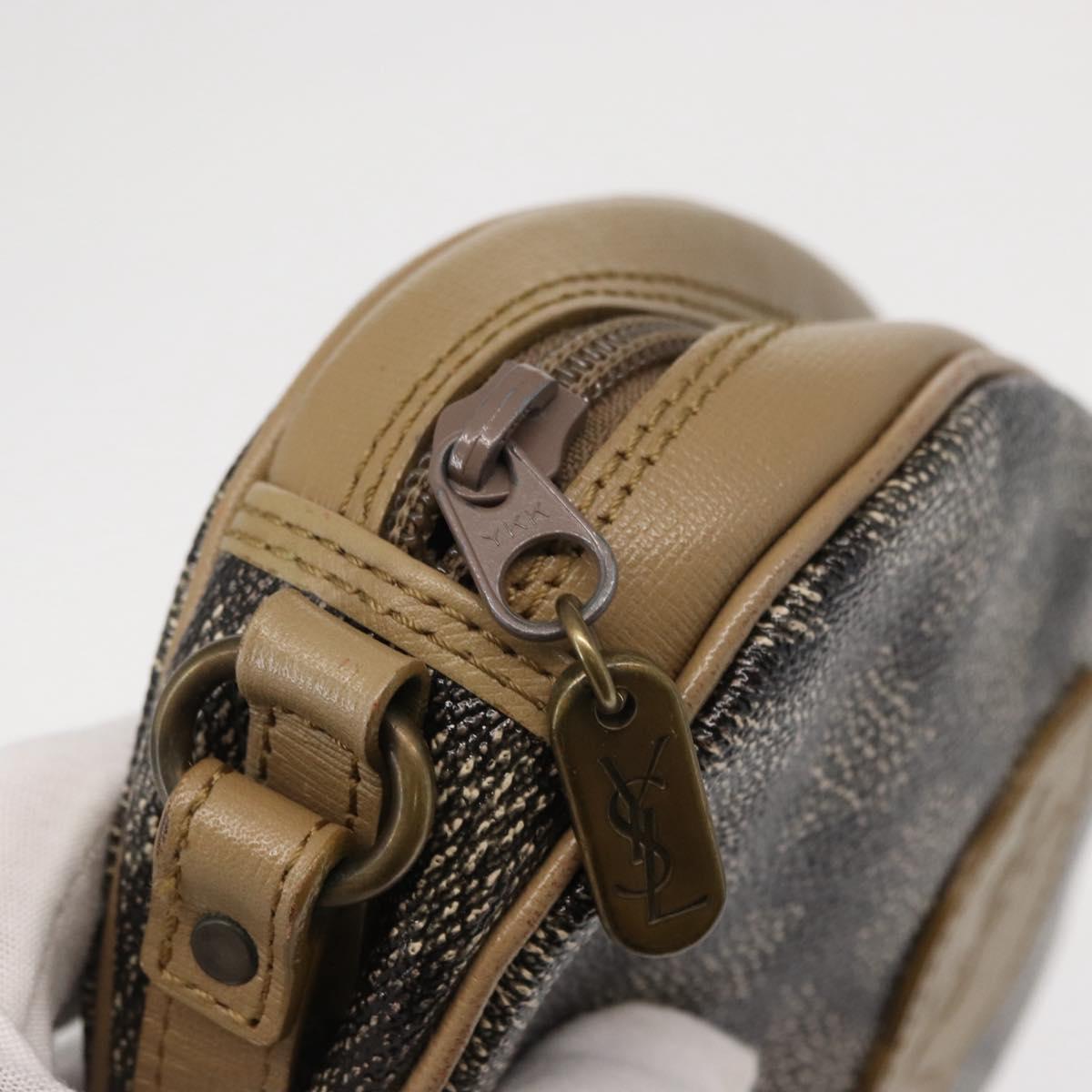 SAINT LAURENT Shoulder Bag PVC Leather Beige Auth am9701