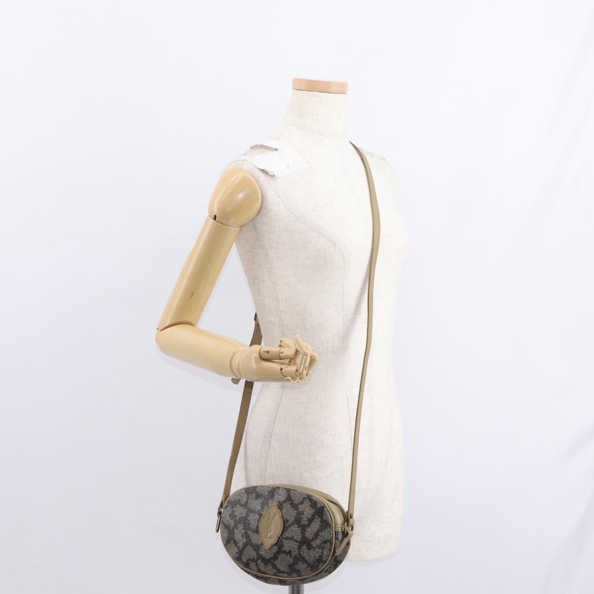 SAINT LAURENT Shoulder Bag PVC Leather Beige Auth am9701