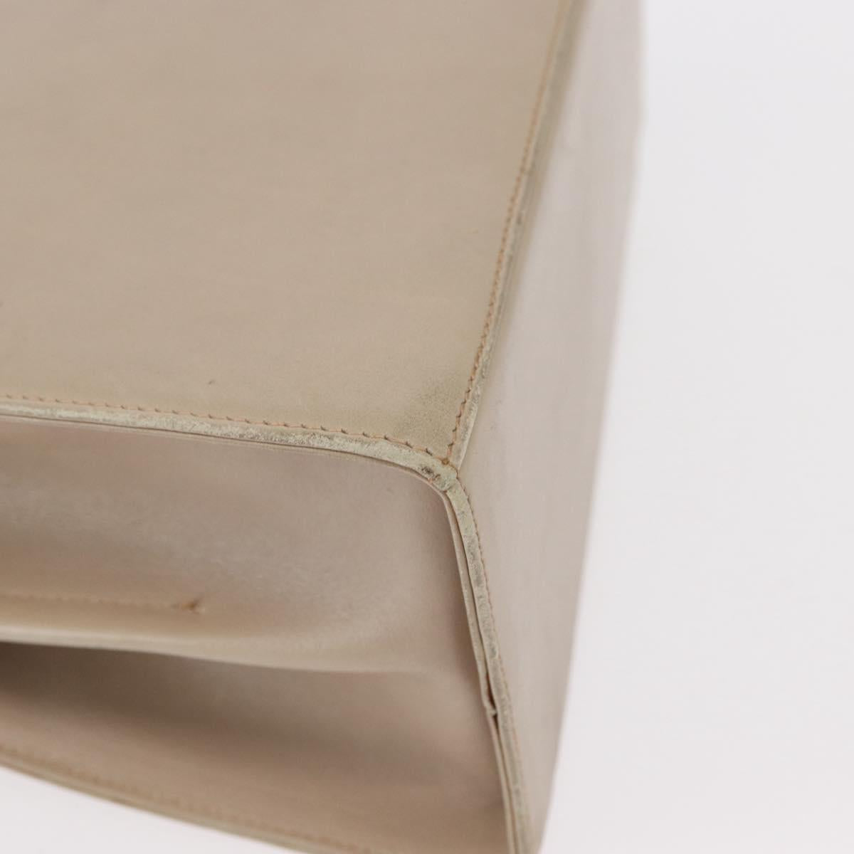 Salvatore Ferragamo Gancini Hand Bag Leather 2way Beige Silver Auth am9702