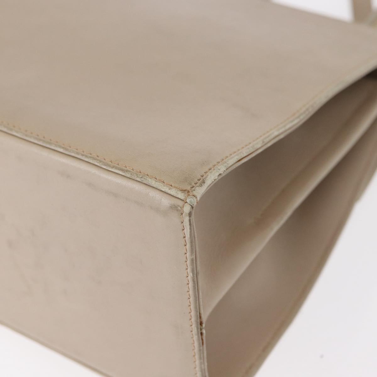 Salvatore Ferragamo Gancini Hand Bag Leather 2way Beige Silver Auth am9702