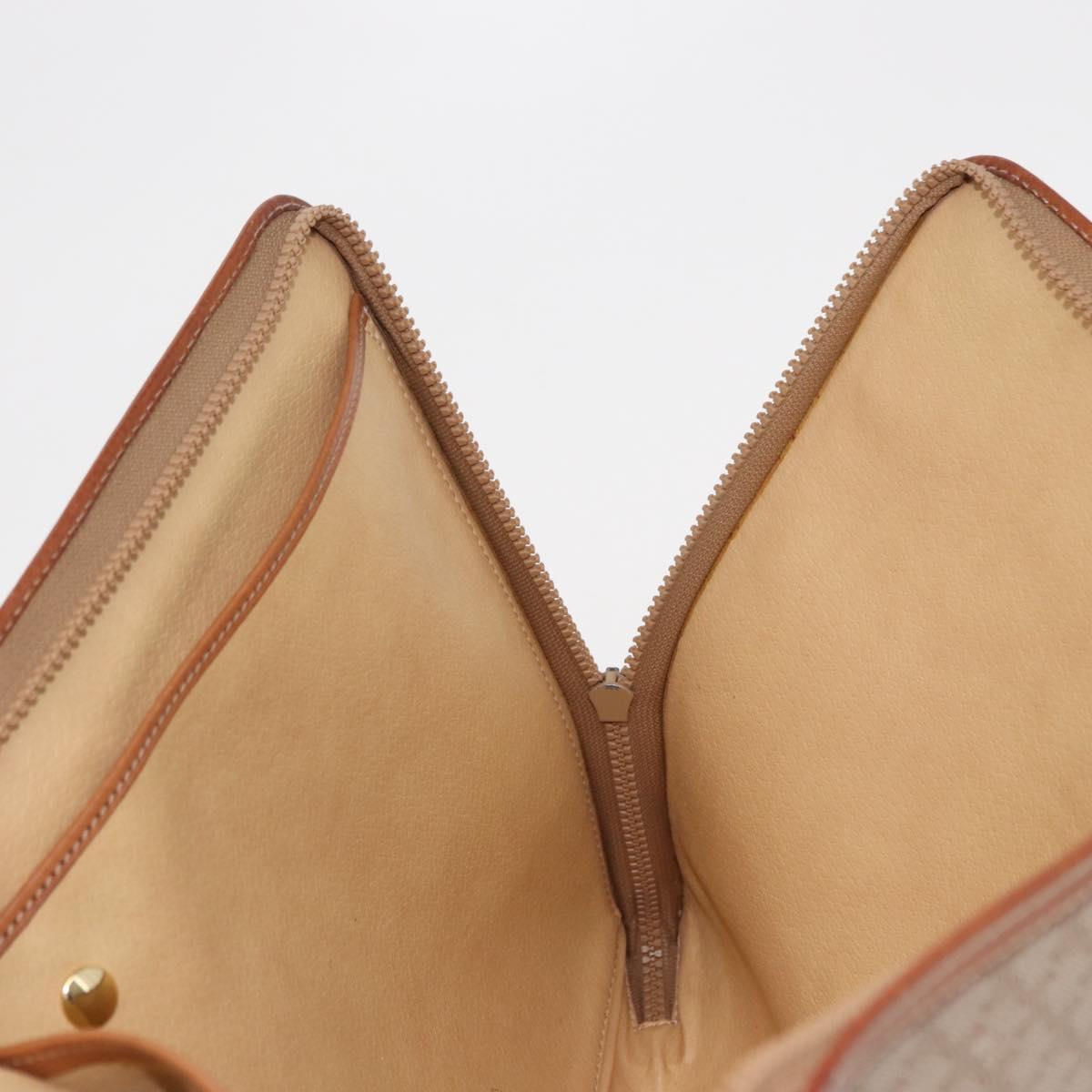 CELINE Macadam Canvas Clutch Bag PVC Beige Gold Auth am9703