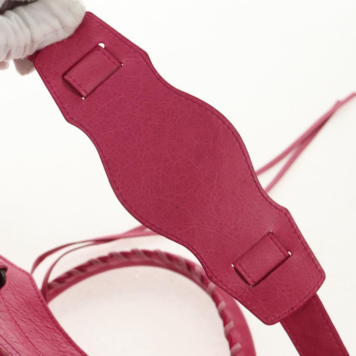 BALENCIAGA City Hand Bag Leather 2way Pink Silver 115748 Auth am9705V