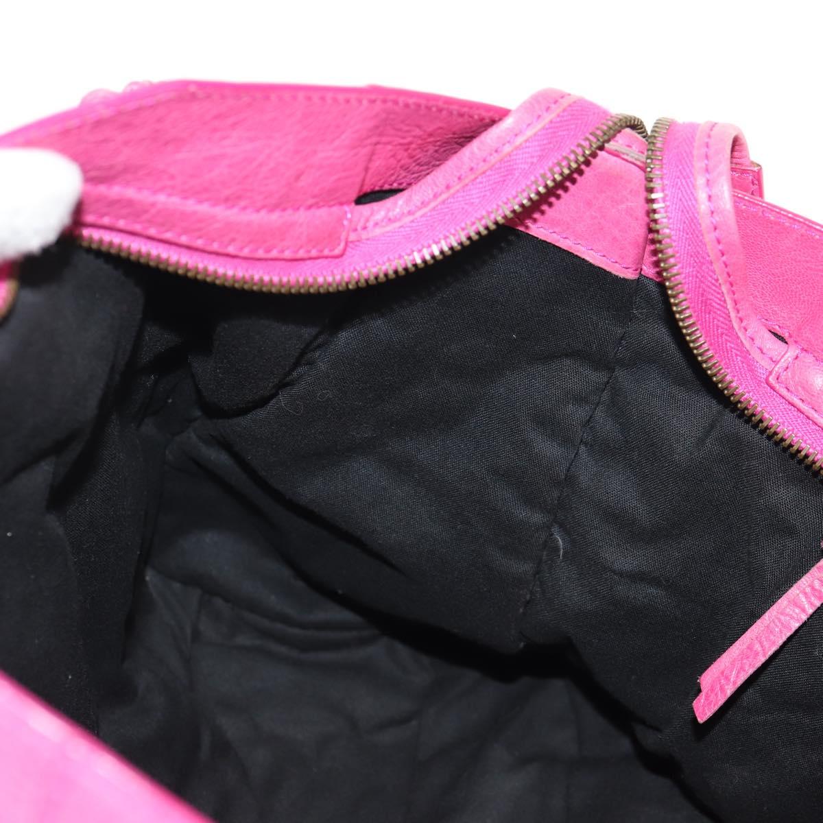 BALENCIAGA City Hand Bag Leather 2way Pink Silver 115748 Auth am9705V