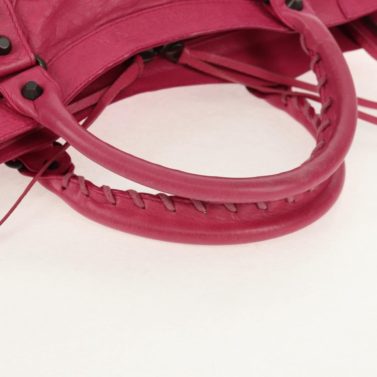 BALENCIAGA City Hand Bag Leather 2way Pink Silver 115748 Auth am9705V