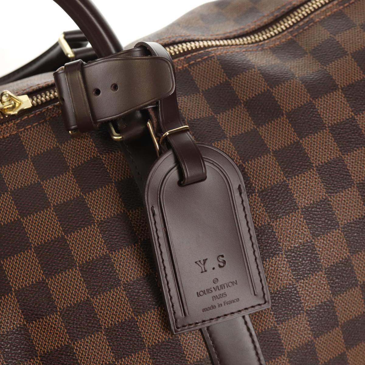 LOUIS VUITTON Damier Ebene Keepall Bandouliere 55 Boston Bag N41414 Auth am9712V