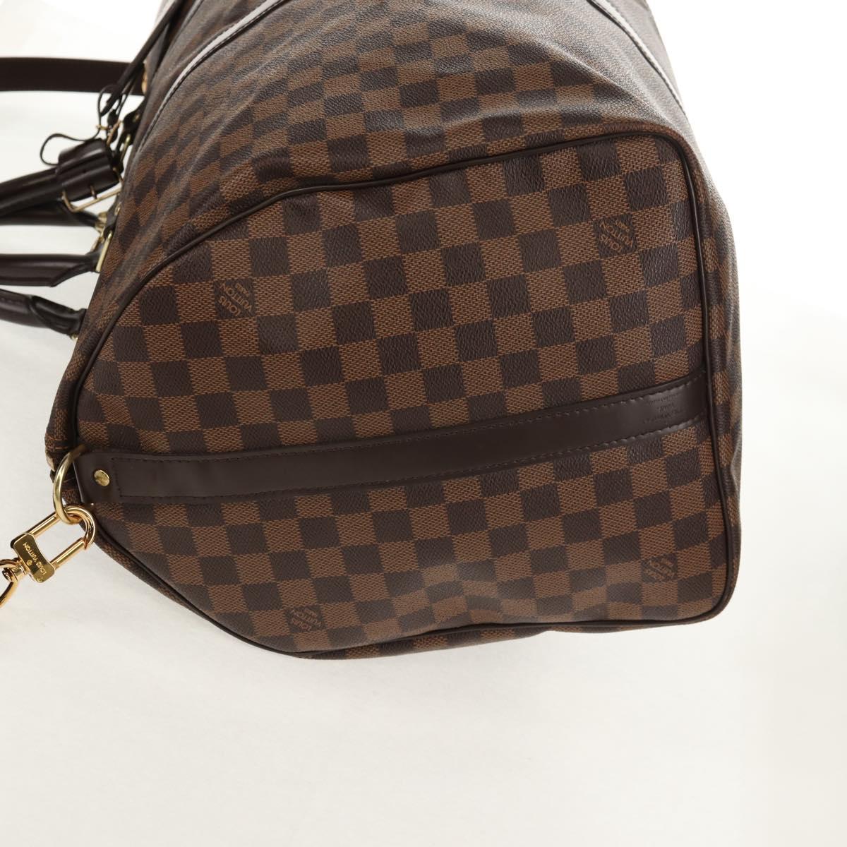 LOUIS VUITTON Damier Ebene Keepall Bandouliere 55 Boston Bag N41414 Auth am9712V