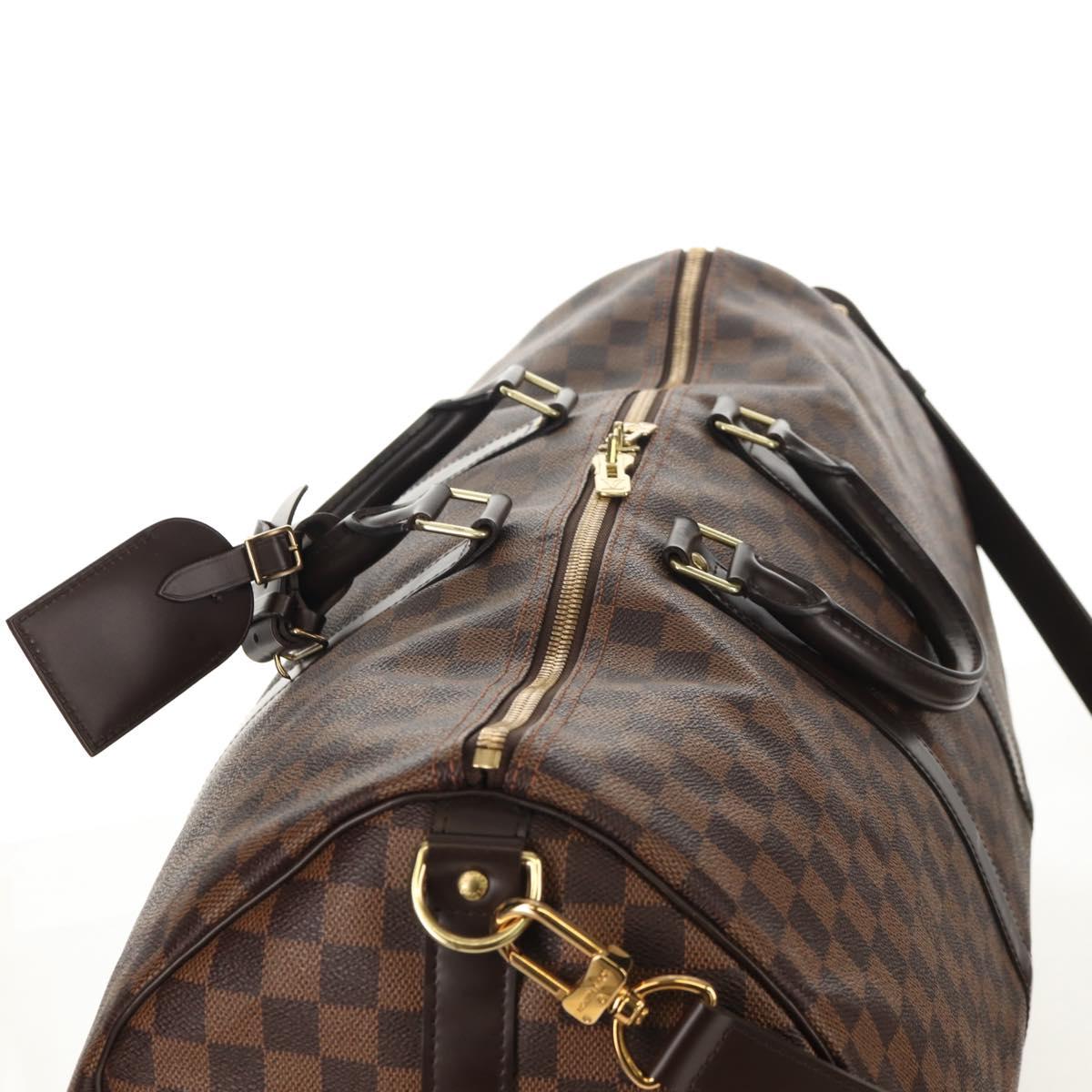 LOUIS VUITTON Damier Ebene Keepall Bandouliere 55 Boston Bag N41414 Auth am9712V