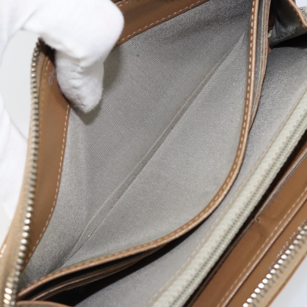 CHANEL Matelasse COCO Mark Long Wallet Patent leather Brown CC Auth am9714