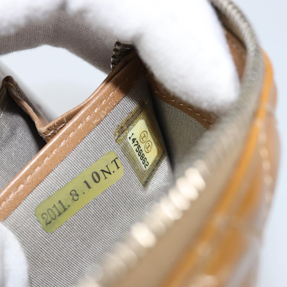 CHANEL Matelasse COCO Mark Long Wallet Patent leather Brown CC Auth am9714