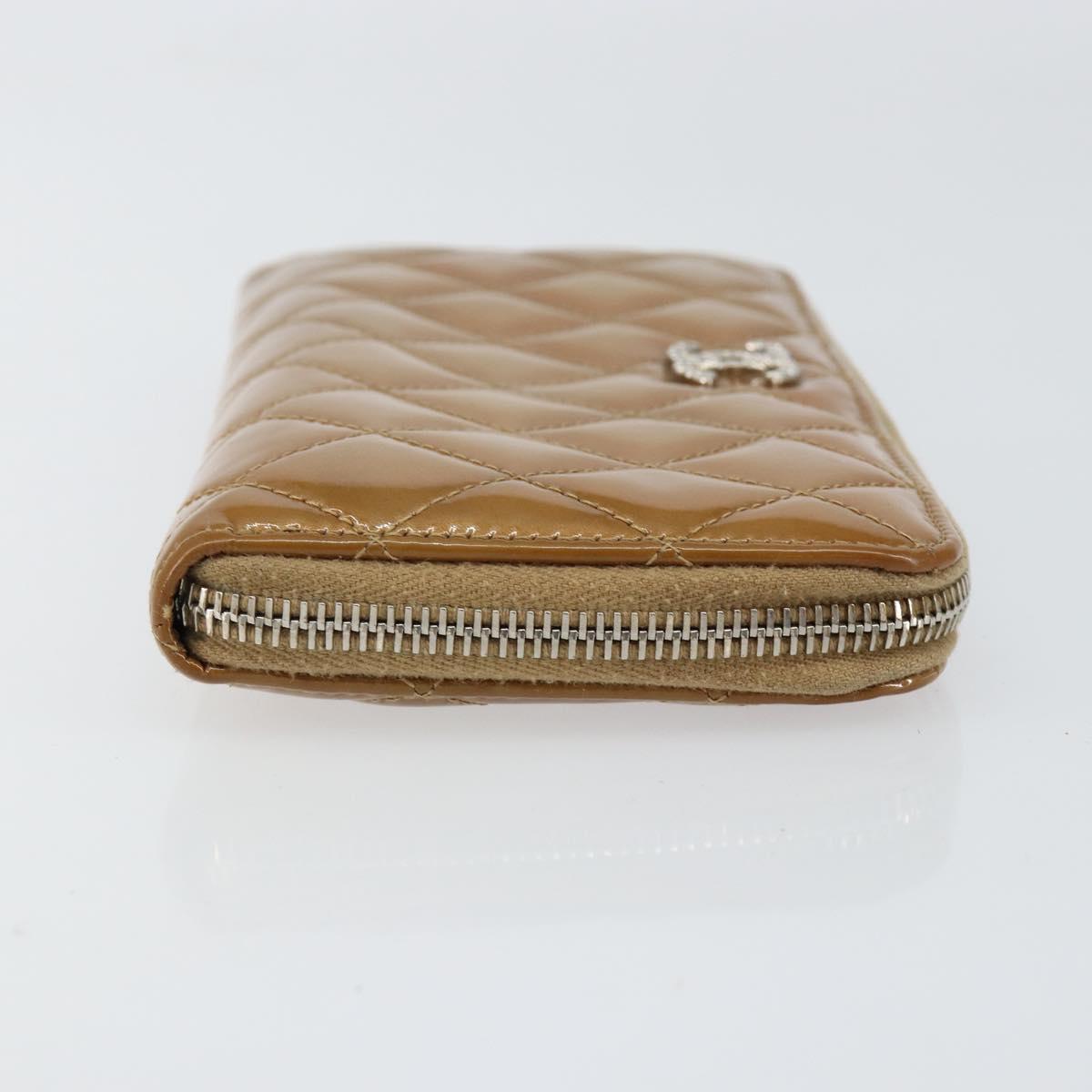 CHANEL Matelasse COCO Mark Long Wallet Patent leather Brown CC Auth am9714