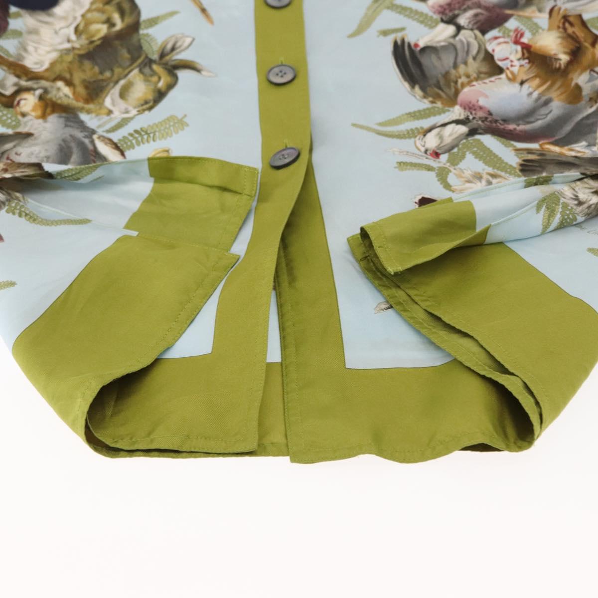 HERMES Long Sleeved T Shirt Silk ""H de LINARES"" Green Auth am9718