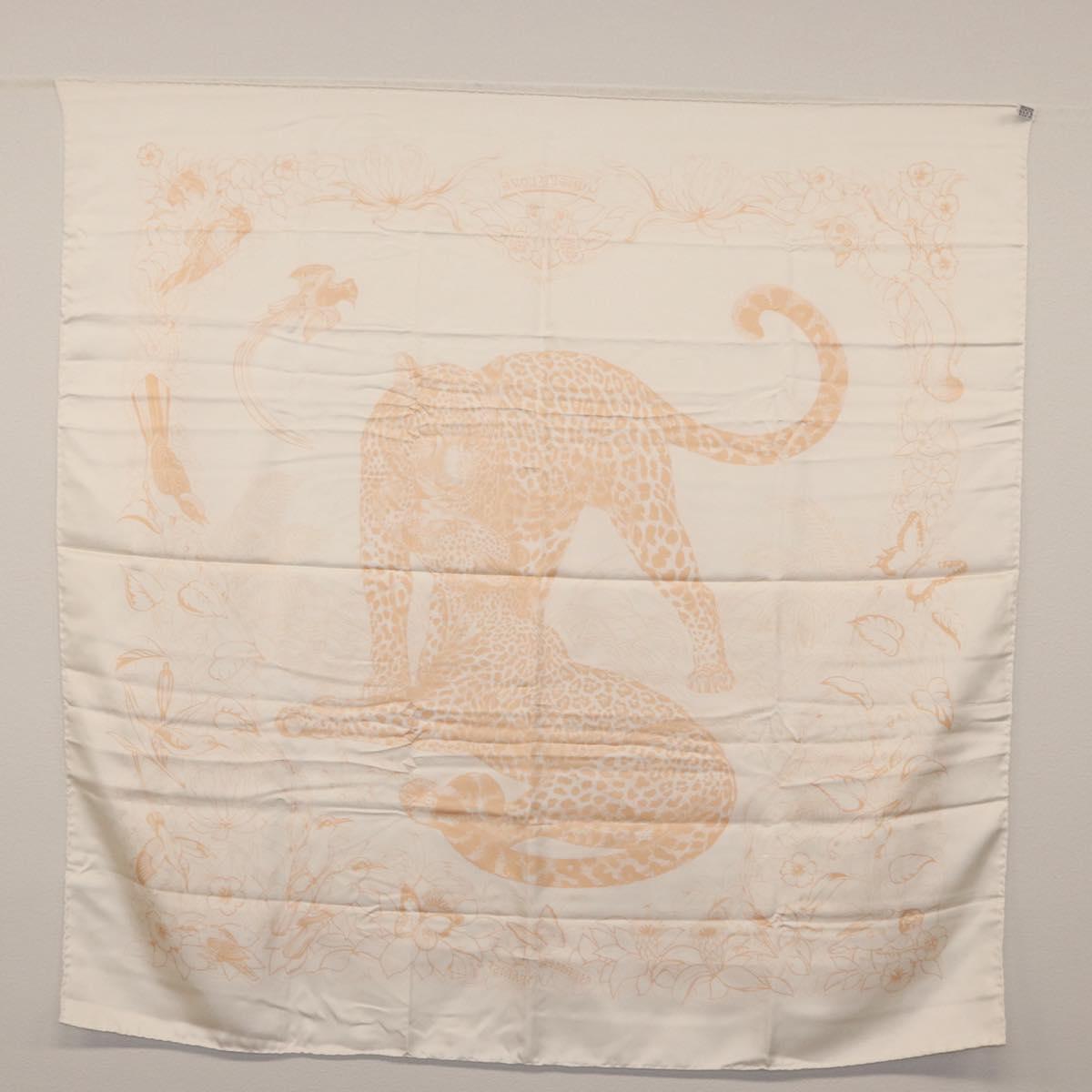 HERMES Carre 90 Scarf Silk ”JUNGLE LOVE” Orange Auth am9719