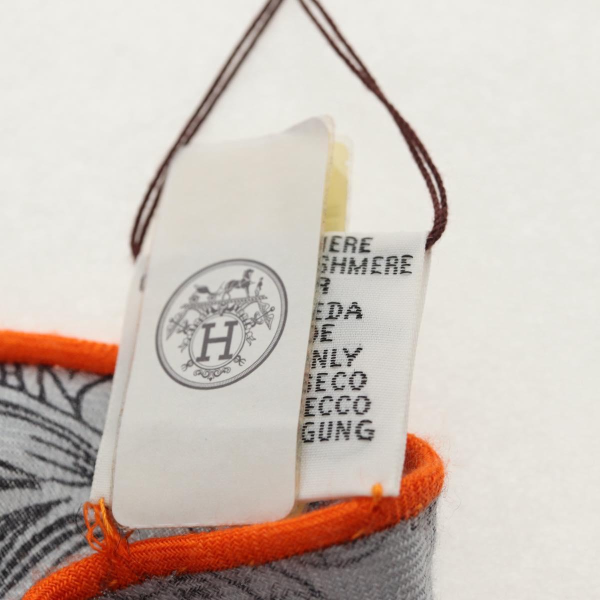 HERMES ETRIERS Triangle Geant Scarf Cashmere Orange Auth am9721M