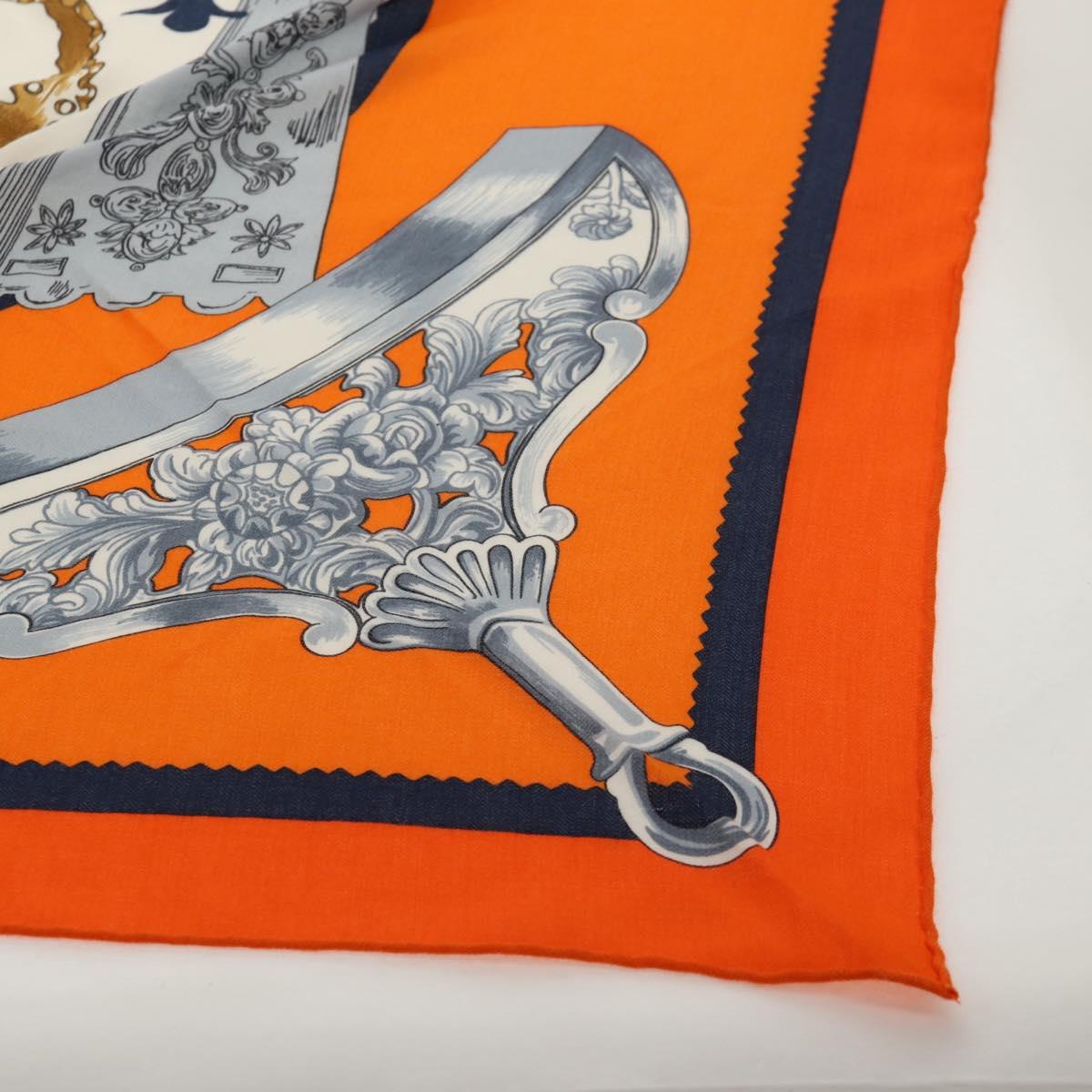 HERMES ETRIERS Triangle Geant Scarf Cashmere Orange Auth am9721M