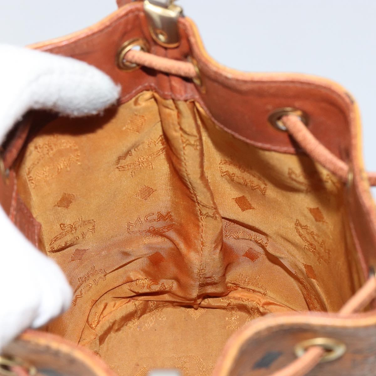 MCM Logogram Vicetos Shoulder Bag PVC Leather Brown Gold Auth am9743