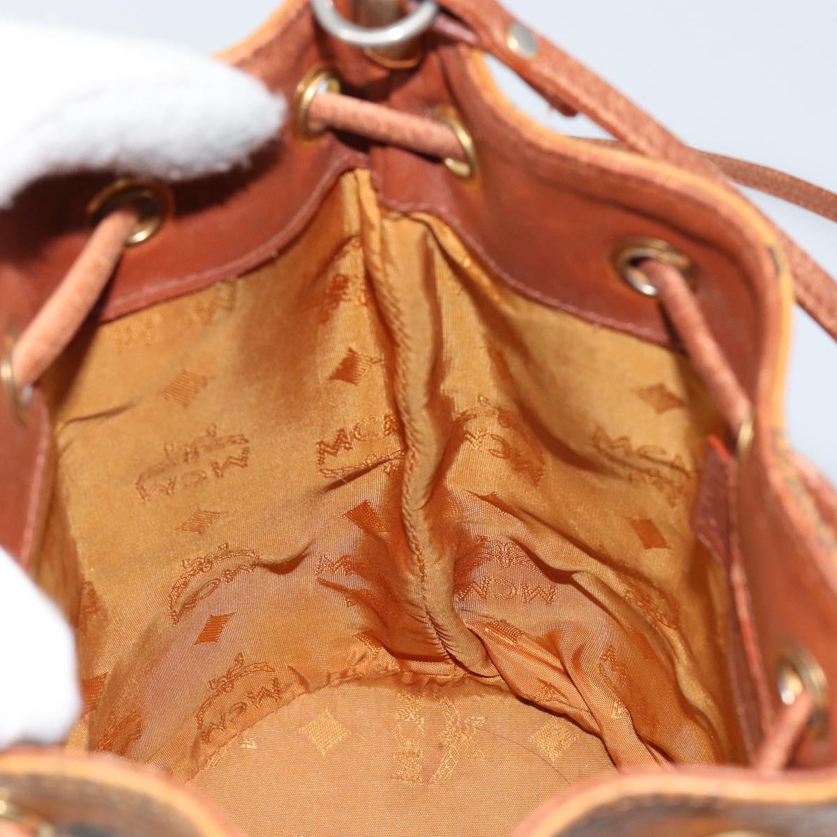 MCM Logogram Vicetos Shoulder Bag PVC Leather Brown Gold Auth am9743