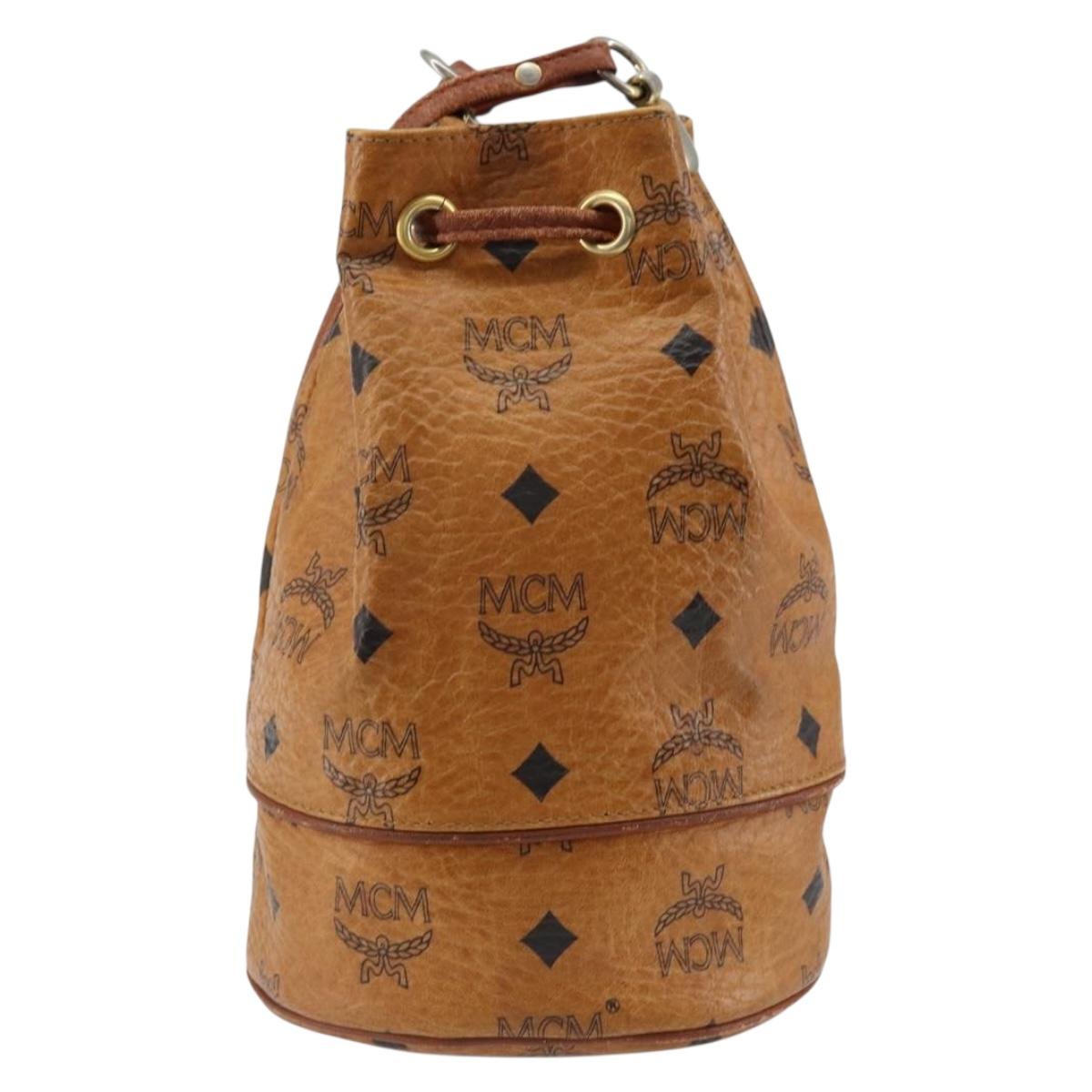 MCM Logogram Vicetos Shoulder Bag PVC Leather Brown Gold Auth am9743