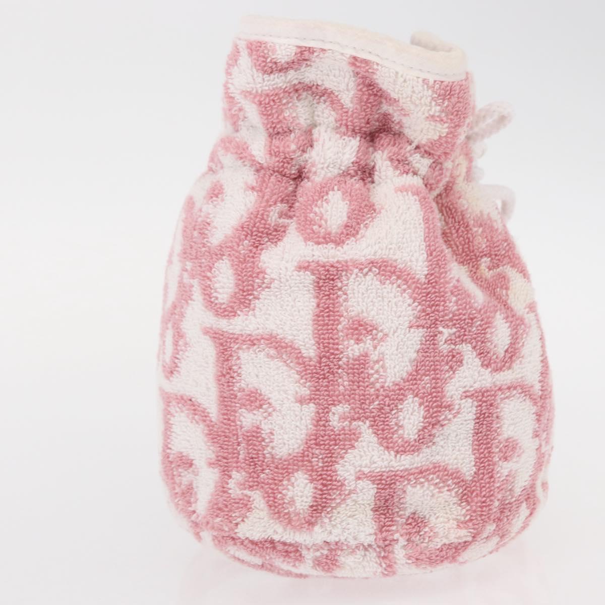 Christian Dior Trotter Canvas Pouch Pile Pink Auth am9744