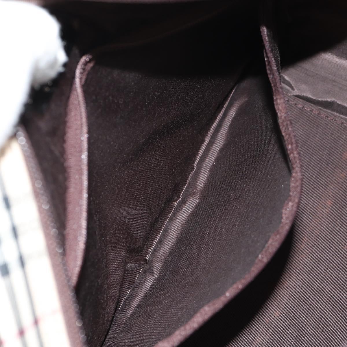 BURBERRY Nova Check Boston Bag Canvas Beige Silver Auth am9746A