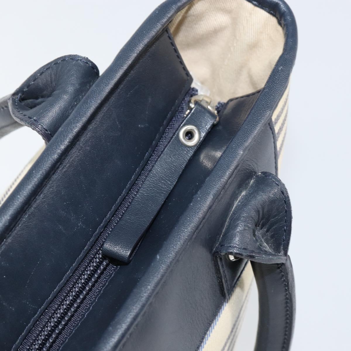 BURBERRY Tote Bag Canvas Ivory Silver Auth am9747