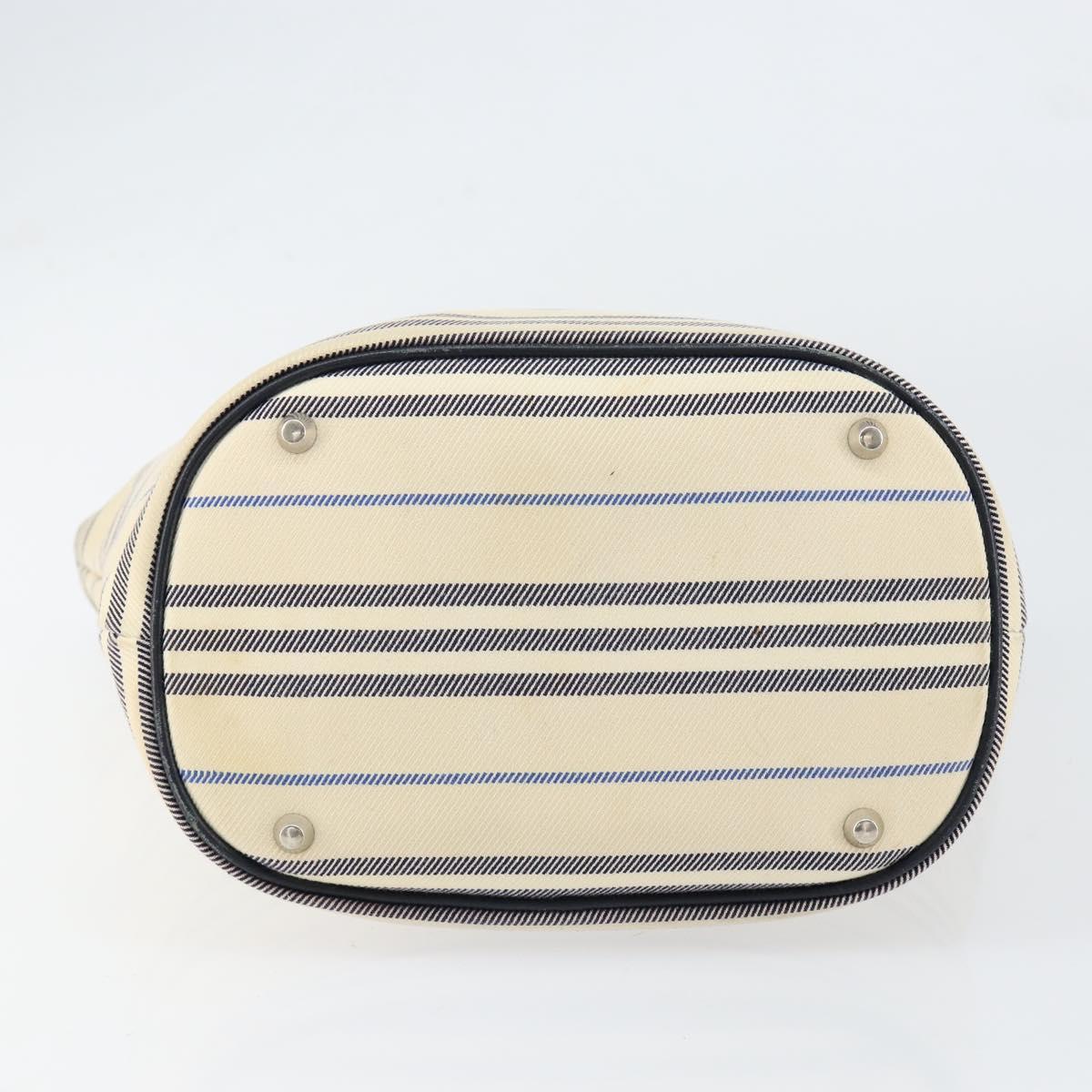 BURBERRY Tote Bag Canvas Ivory Silver Auth am9747