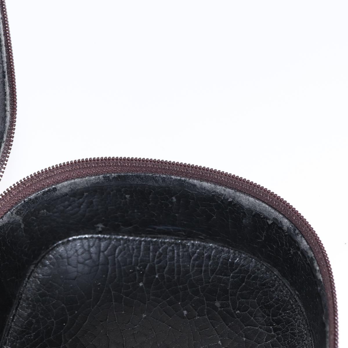 GUCCI Vanity Pouch Enamel Brown Silver Auth am9751