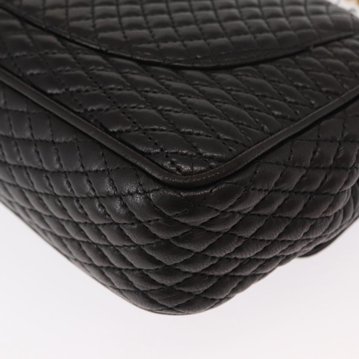 BALLY Chain Shoulder Bag Leather Black Gold Auth am9754