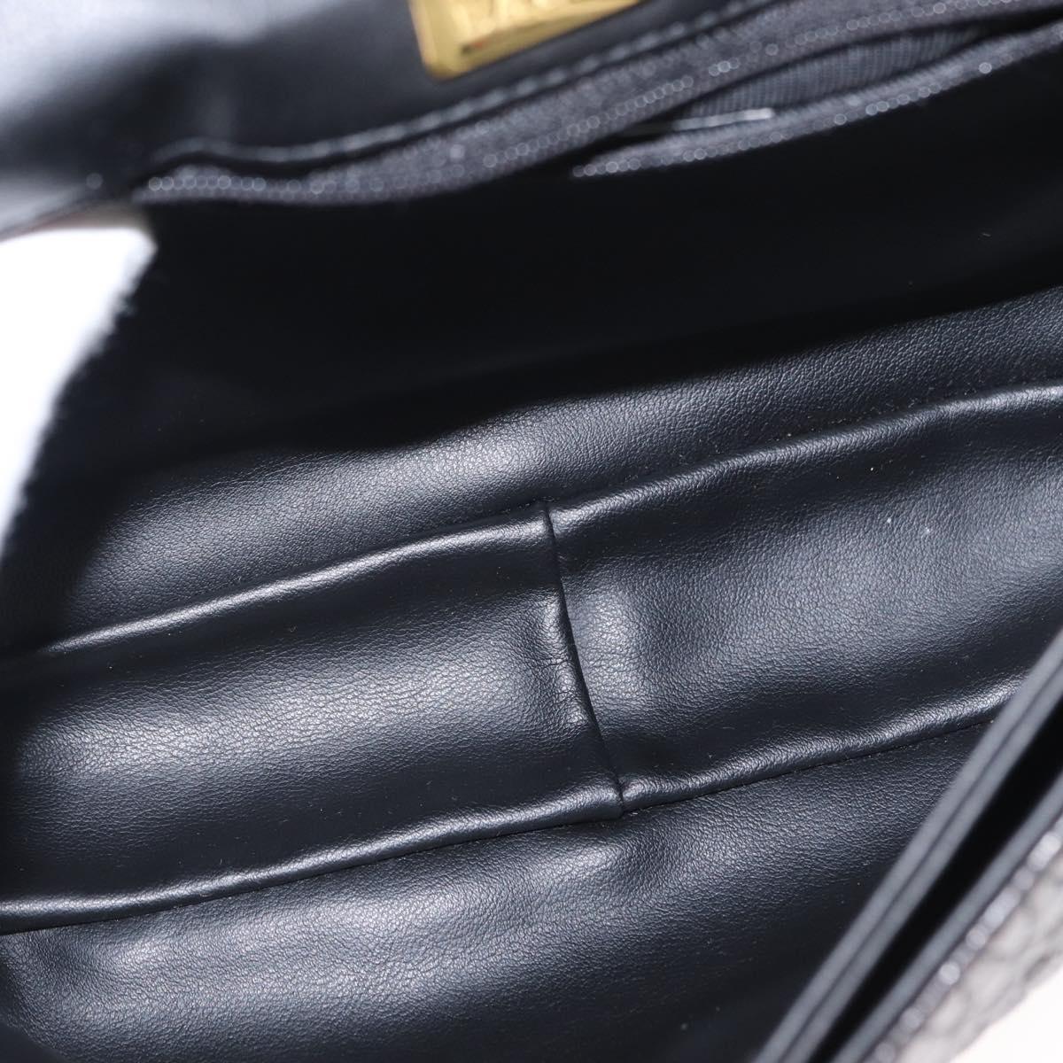 BALLY Chain Shoulder Bag Leather Black Gold Auth am9754