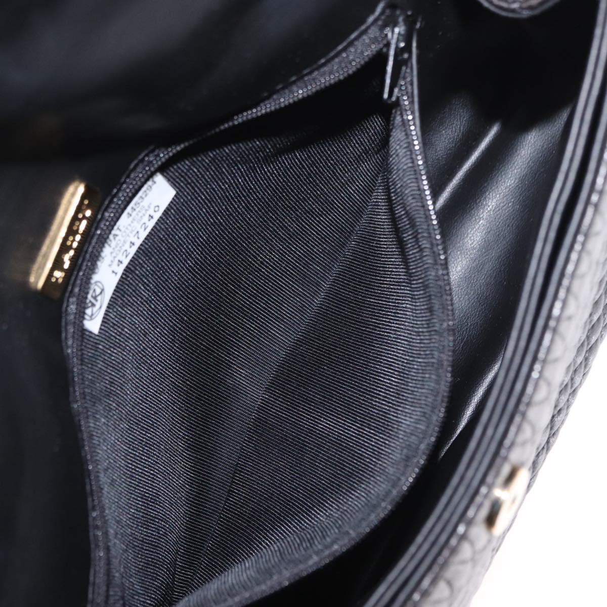 BALLY Chain Shoulder Bag Leather Black Gold Auth am9754