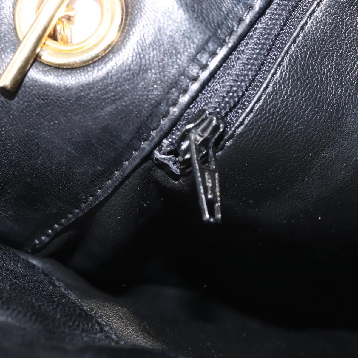 BALLY Chain Shoulder Bag Leather Black Gold Auth am9755