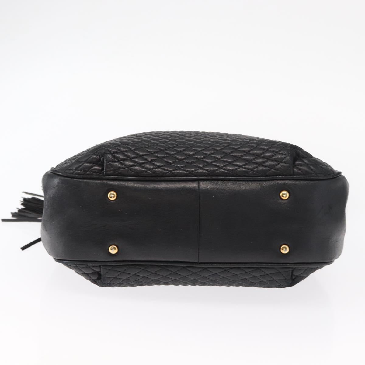 BALLY Chain Shoulder Bag Leather Black Gold Auth am9755
