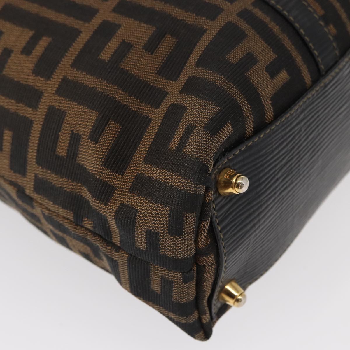 FENDI Zucca Canvas Tote Bag Black Brown Auth am9756