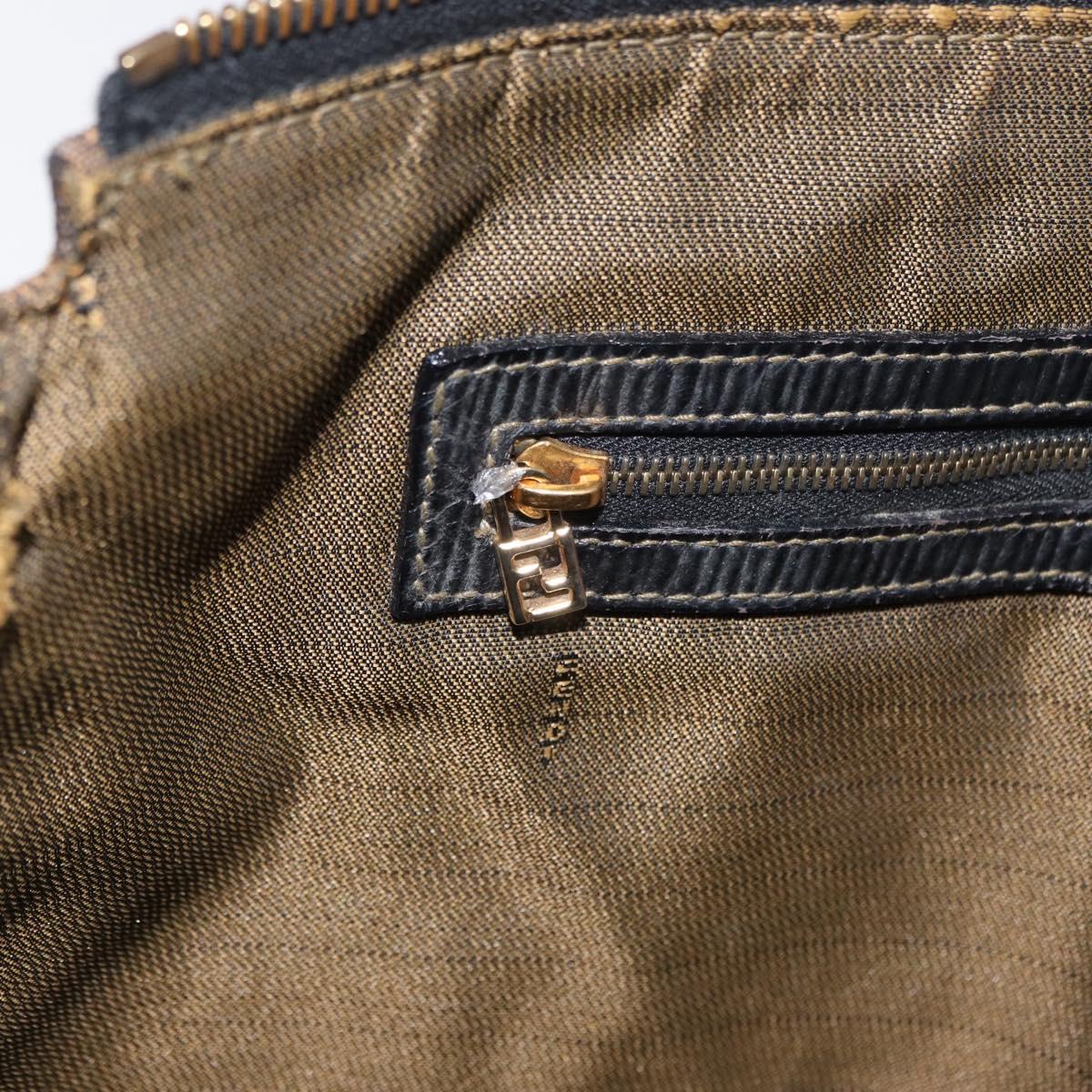 FENDI Zucca Canvas Tote Bag Black Brown Auth am9756