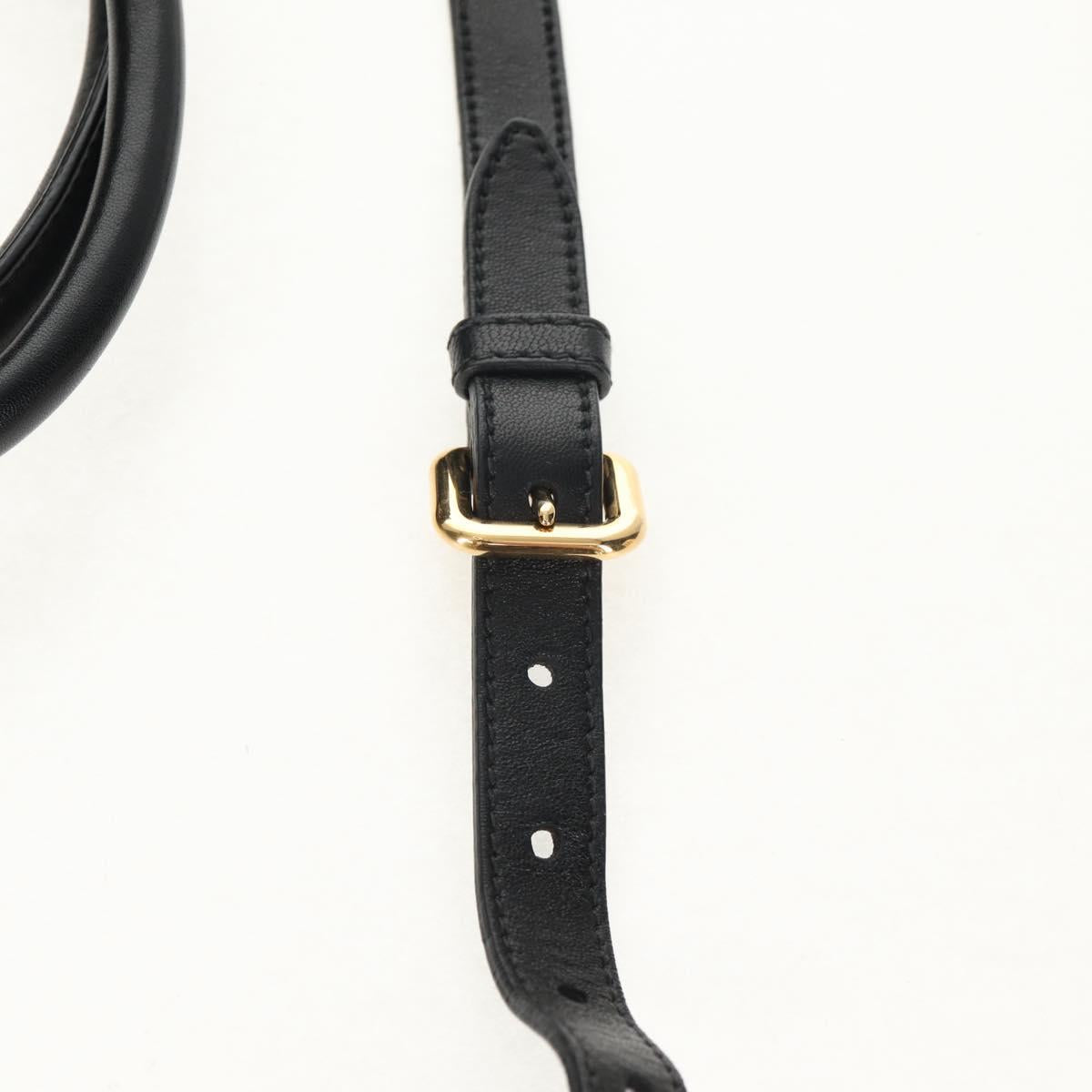 PRADA Tote Bag Leather 2way Black Gold Auth am9760V