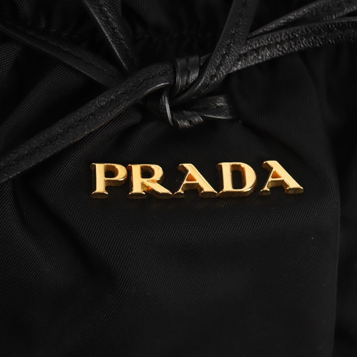 PRADA Hand Bag Nylon 2way Black Gold Auth am9761V