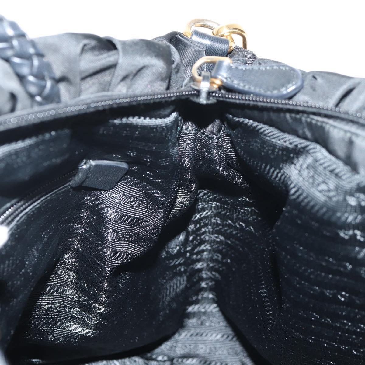 PRADA Hand Bag Nylon 2way Black Gold Auth am9761V