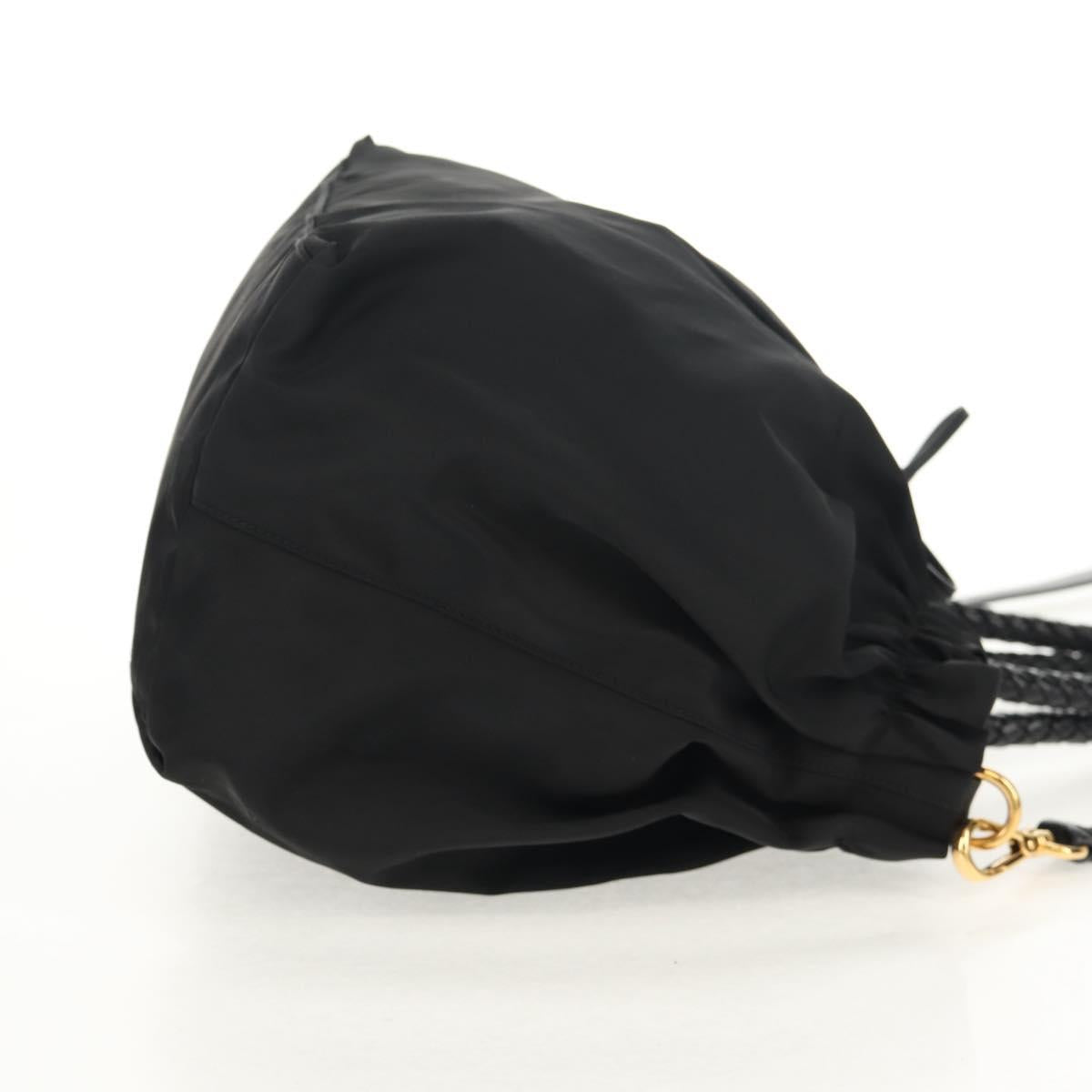 PRADA Hand Bag Nylon 2way Black Gold Auth am9761V