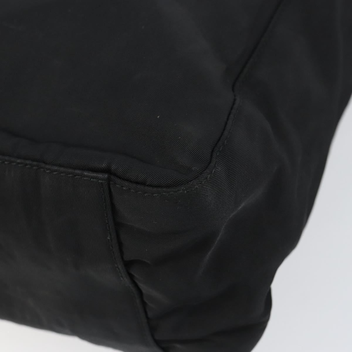 PRADA Tote Bag Nylon Black Silver Auth am9762