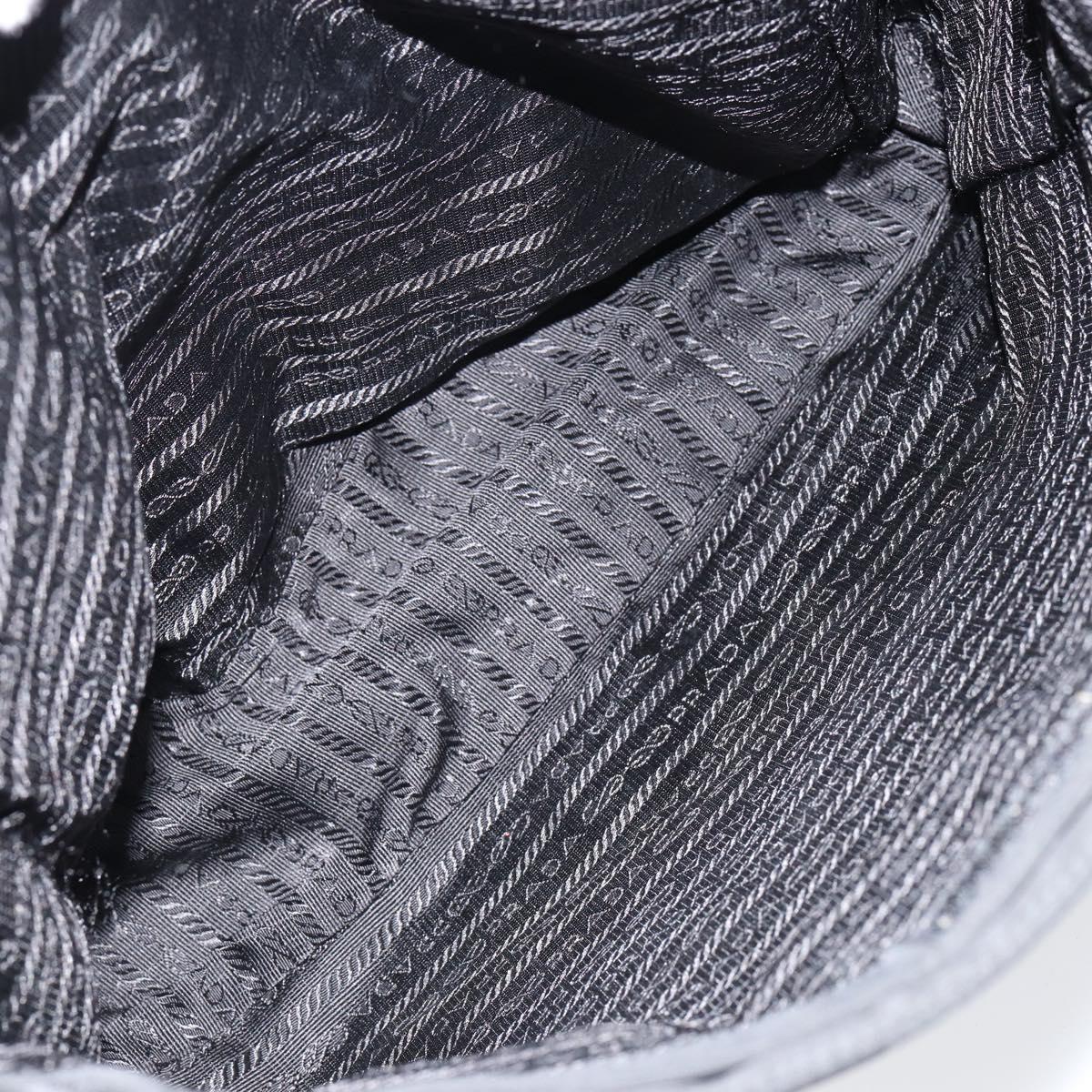 PRADA Tote Bag Nylon Black Silver Auth am9762